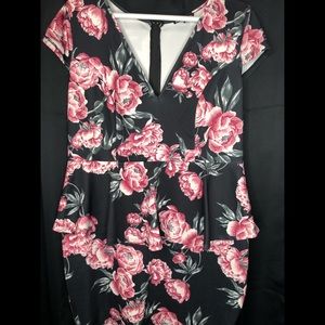 Plus Size Floral Peplum Dress